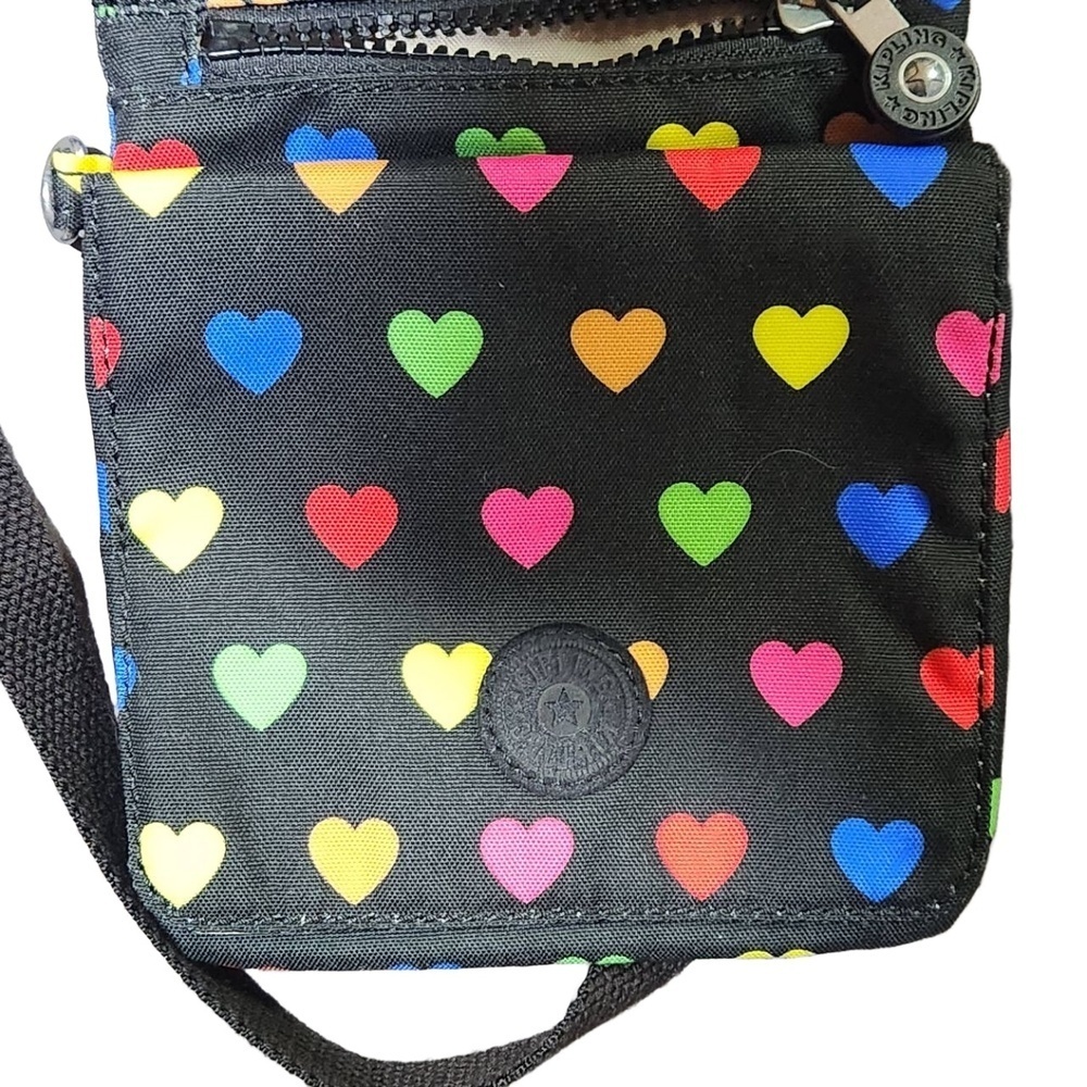 Kipling Black Multicolored Heart Print Crossbody Bag - Picture 3 of 6